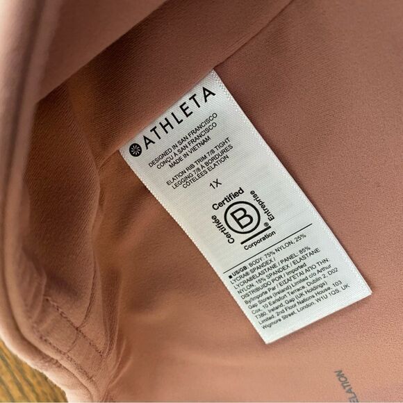 Athleta Elation Rib Trim 7/8 Tight‎ Legging Pink Women's 1X - Picture 7 of 10